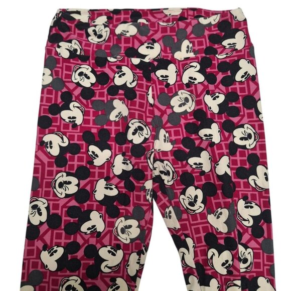 Lularoe Disney Leggings Mickey Mouse Pink One Size Standard Womens Soft Pink - Picture 2 of 5